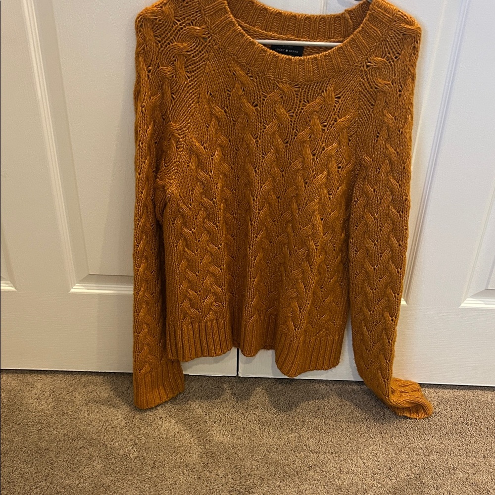 Lucky Brand Cable Knit Sweater in Warm Amber